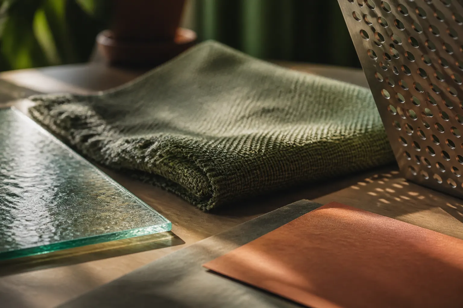 Vidro, tecido, papel e metal recebem a mesma luz e devolvem texturas, brilhos e sombras diferentes.